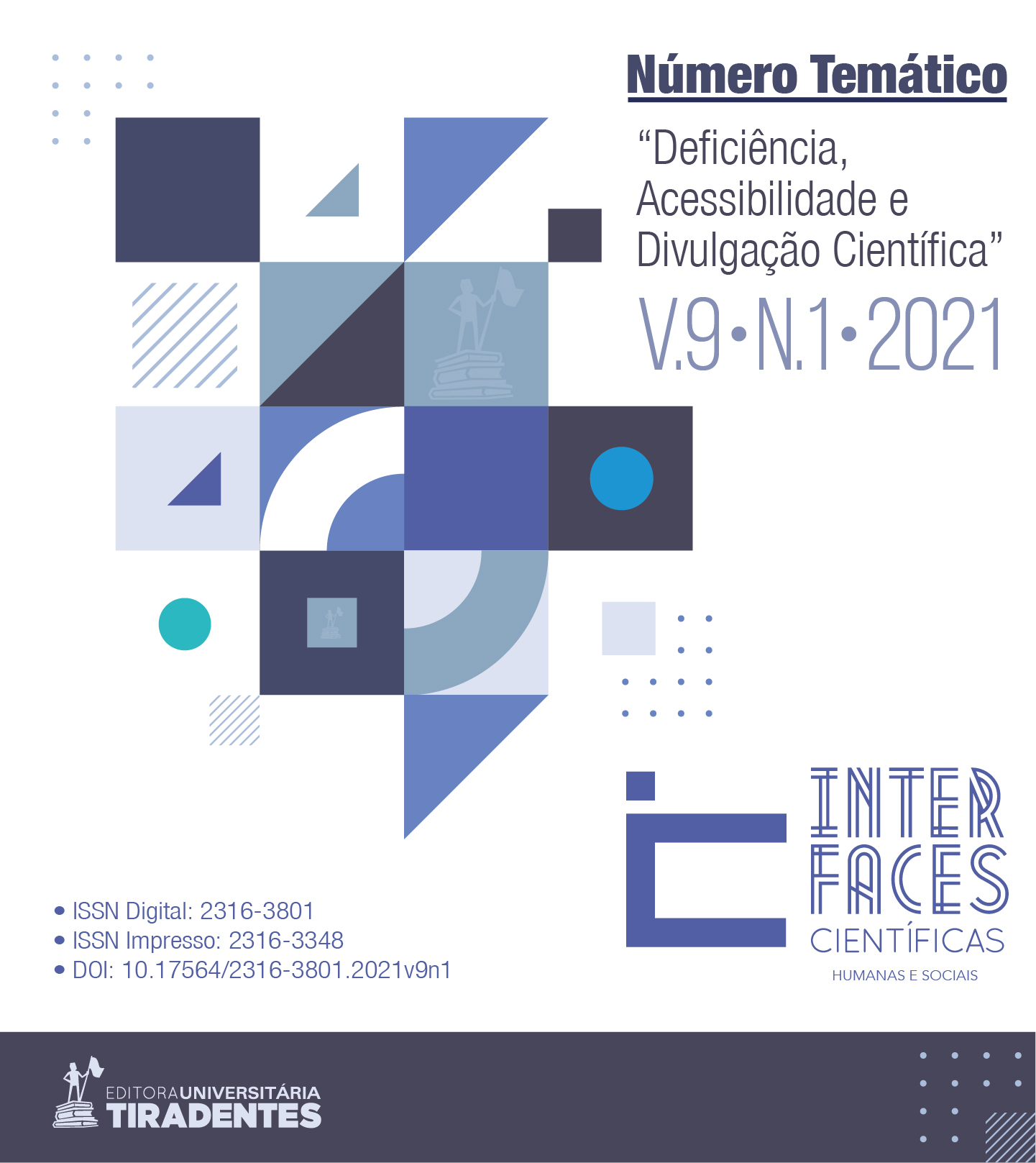 Capa do número temático Deficiência, Acessibilidade e Divulgação Científica, volume 9 número 1 ano de 2021